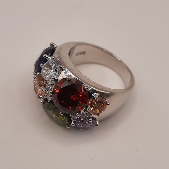 NVC Cluster Ring Mutli Colored CZ Stones Size 8 - Picture 9 of 10